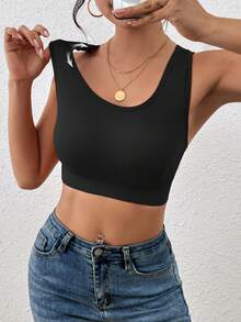 LianShengFa 2pcs Seamless Letter Sports Bra, With Mesh Design/Removable Padding, Soft Breathable Medium Support Yoga Bra - Multicolor - View 6