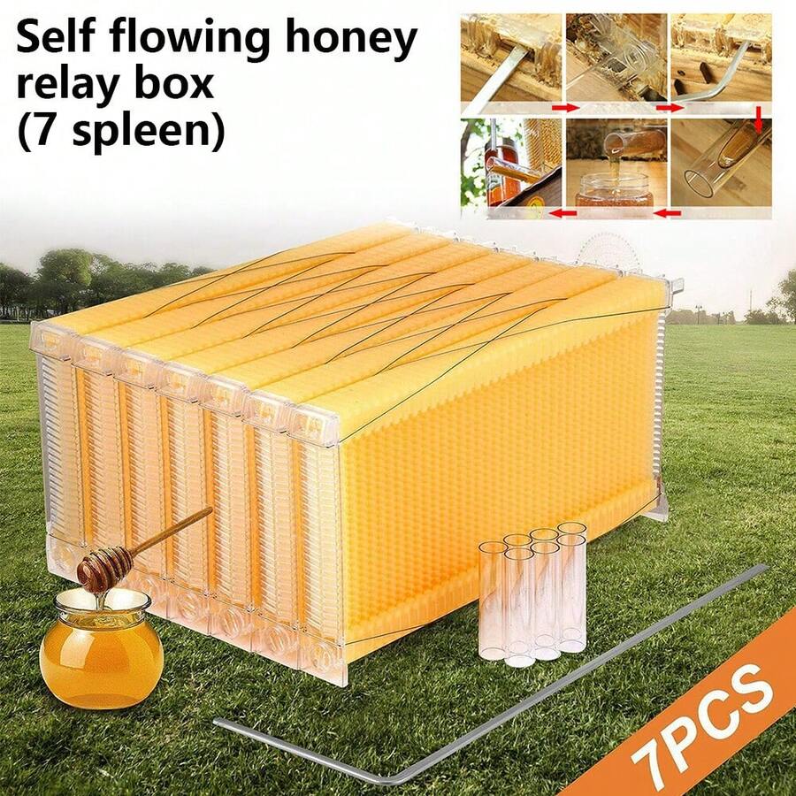 7 X Auto Flowing Beehive Frames Beehive Honey Comb Beekeeping Frames - 預設 - 查看 1