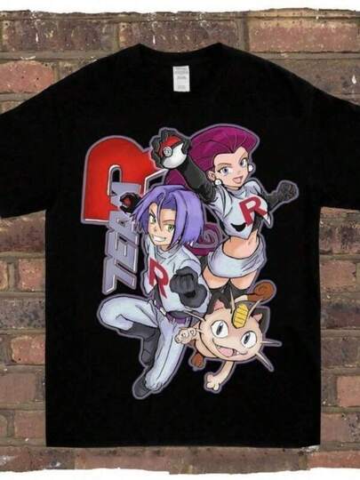Team Rocket Grafik-T-shirt Anime Manga Gaming Gamer Fan Bootleg Shirt S-5XL Teenage-Mädchen-Kleidung Tween-Jungen-T-shirts Ropa Para Niña T-shirt per giovani ragazze Passende Familien-Outfits Anime-Kleidung Geschenk für Jungen & Mädchen Weicher Stoff, farbenfrohes Design, Geeignet für Party & Alltag, Street-Style, Mode, locker geschnitten, bequem für den Sommer, ideal für den Schulanfang & Ausflüge.