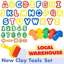 47Pcs Polymer Clay Extruder Tool Set, DIY Modeling Compound Accessories With Letters, Numbers & Shapes, Rolling Pin & Extruder Tool, Creative Sensory Craft Set For Stress Relief & Baking Decoration - Red - View 2