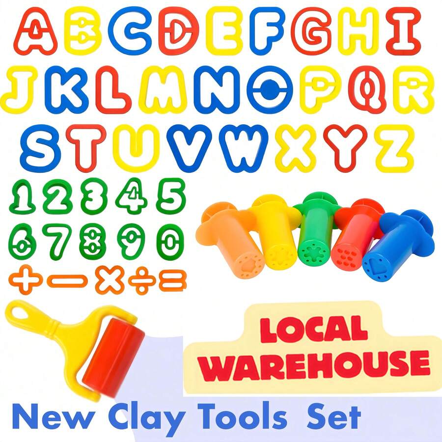 47Pcs Polymer Clay Extruder Tool Set, DIY Modeling Compound Accessories With Letters, Numbers & Shapes, Rolling Pin & Extruder Tool, Creative Sensory Craft Set For Stress Relief & Baking Decoration