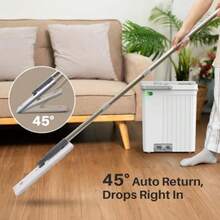 TB60 Mop Handle And Head Set 60" Detachable Handle With 12.8" X 4.7" High-Absorbency Mop Head 45° Auto-Align For Bucket Insertion 360° Rotating Mop For Hardwood Floors Tile Laminate - White - View 3