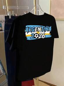 Short Sleeve T-Shirt With Front And Back Print - Argentine Fashion Print - Women's Printed T-Shirt For Spring/Summer, Fashion Item. - Black - View 3