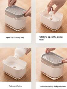 1pc Soap Dispenser, Countertop Soap Pump Dispenser, Sponge Nozzle, Convenient Kitchen Sink Dishwashing Slip-Resistant Base Press Soap Box, Kitchen Gadgets, Counterth Soap Press Box, Manual Dispenser, Sponge Press Pump Soap Refill Container - Multicolor - View 9