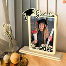 3D木质2026毕业主题相框装饰，祝贺您2026年毕业，毕业季快乐，毕业纪念木质相框礼物 - A - 查看 3