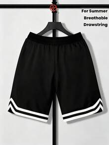 Men's Casual Sports Shorts, Zipper Pockets, Drawstring Waist, Basketball Shorts, Elastic Lightweight Athletic Pants, Perfect For Basketball, Baseball, Workout, Running, Training, Fitness, Sports, Outdoor - Black - View 7
