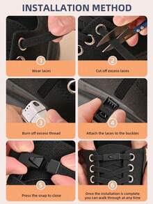 1 par de cordones elásticos sin atar con broches, disponibles en negro y blanco. Adecuados para zapatos deportivos, zapatos casuales, zapatos blancos, zapatos de baloncesto, zapatos de entrenamiento de verano, zapatos para correr y accesorios de calzado, cordones sin atar, organizadores de zapatos, cordones sin atar - Multicolor - Ver 10