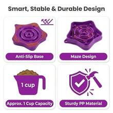 Pet Slow Feeder Bowl For Small Dogs Puzzle Feeder For Petite Dogs Anti-Choking Slow Eating 350ML Capacity  Small Size - Màu tím - Xem 5