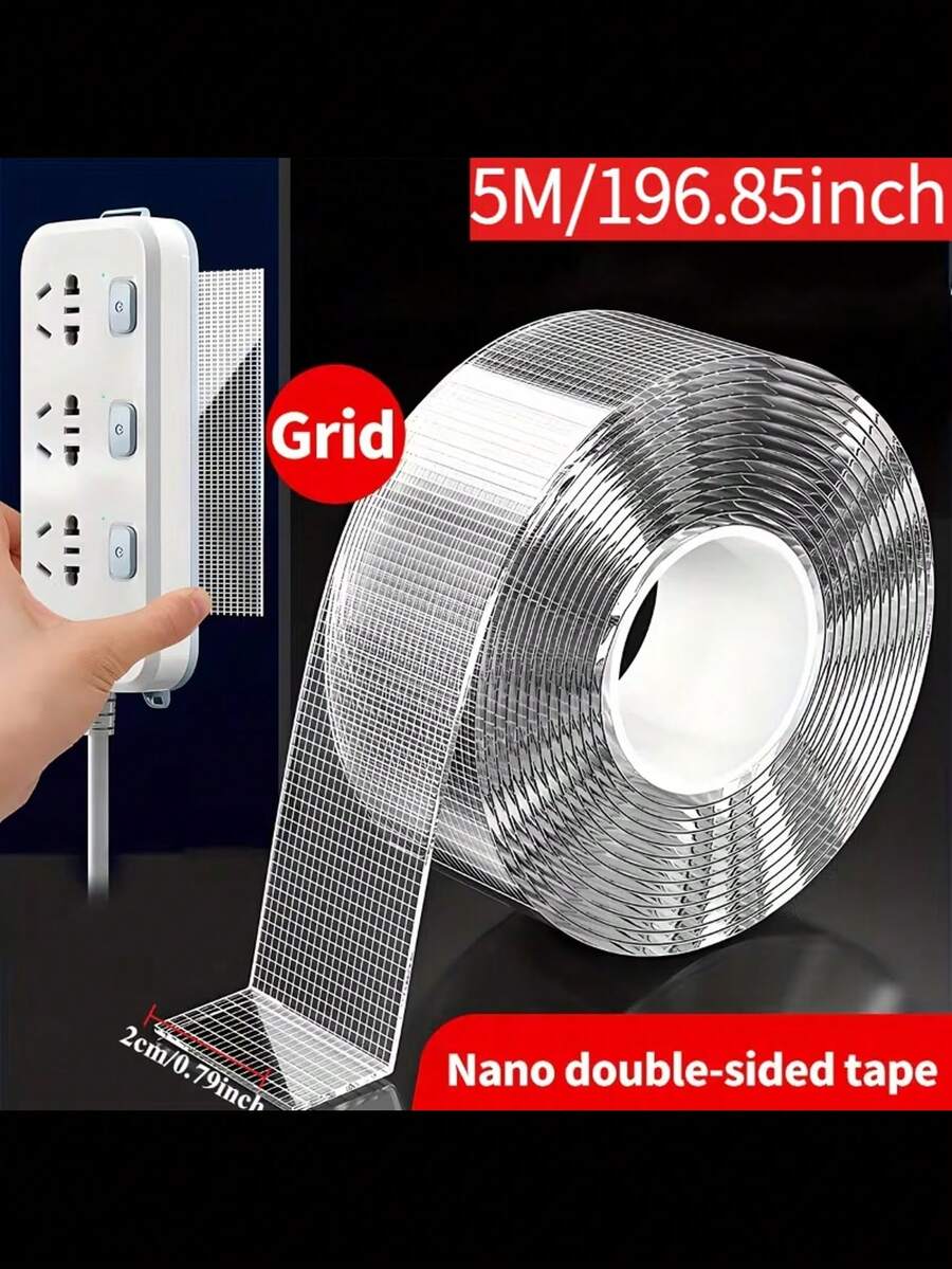 Băng keo nano hai mặt công nghiệp 5m, chất liệu PET trong suốt, độ bám dính cao, khả năng chịu tải mạnh, dễ xé và cắt, chịu nhiệt, có thể tái sử dụng, phù hợp với nhiều mục đích sử dụng.