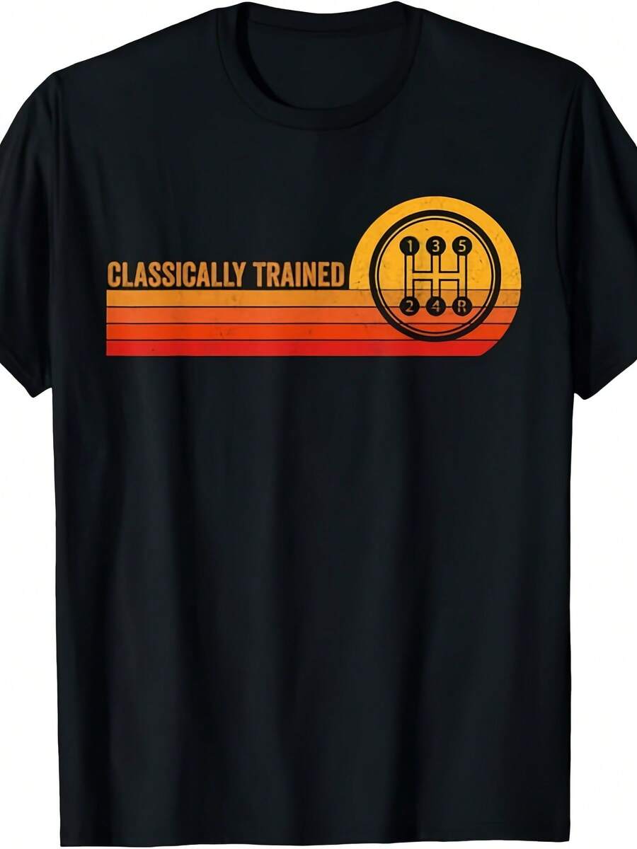 Camiseta Retro Vintage para Hombre con Transmisión Manual - Diseño Clásico para Amantes de los Coches con Gráfico de Cambios, Suave y Transpirable, Ajuste Cómodo para Todas las Estaciones, Regalo Ideal para Conductores y Fans del Automóvil (Negro/Am - Negro - Ver 1