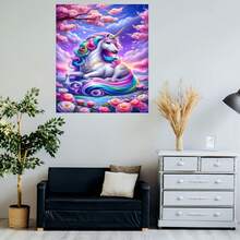 1 pieza, Pintura de diamantes 5D de bricolaje con perforación completa, arte decorativo para sala de estar y dormitorio, pegatina de diamantes hecha a mano, unicornio arcoíris, manzana de cristal rosa, decoración del hogar para pared de dormitorio, sala de estar, estudio, baño, regalo para - Enmarcado - Ver 5