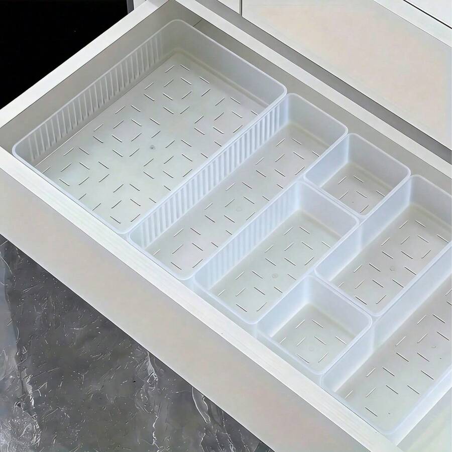 7/9 Piece Modular Drawer Style Makeup Organizer Box, Perfume Storage Box, Cosmetics And Skincare Storage Box, Transparent Multi-Size Combination Toner And Sample Organizer Box, Ideal For Storing Cosmetics, Bathroom Cabinet, Home Decor, Accessories