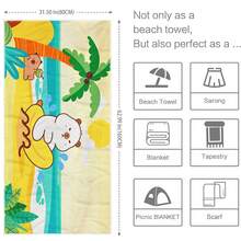 1pc Cute Capybara & Bear Printed Beach Towel - Super Soft Microfiber Material, Machine Washable, Adorable Cartoon Design With Fashionable Sunglasses And Accessories, Perfect For Pool, Beach Outing And Valentine's Day Gift, Essential Beach Item | Funny Design, Must-Have For Beach Travel - Multicolor - View 2