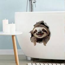 1pc Realistic And Fun Animal Wall Stickers With A Broken Wall Effect. Removable, Self Adhesive, And Waterproof. Suitable For Walls, Cars, Bathrooms, And Home Decor. - Wall Stickers - View 7