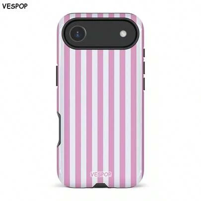 VESPOP 1pc Minimalist Artistic Colorful Striped Pattern Glossy 2-In-1 Phile Shell Full Coverage Phone Hard Case Compatible With Samsung/ 11/12/13/14/15/16/17 Pro Max