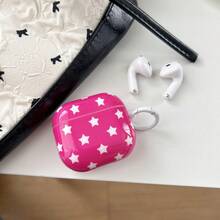 1 pieza Funda protectora de auriculares de manzana con diseño de estrella fucsia de material IMD, resistente a arañazos, resistente al desgaste, no descolorida, protectora, a prueba de polvo, elegante y adecuada para adolescentes y jóvenes, adecuada para uso diario y regalos, compatible con 4, Pro 3, New Pro 2, 3, 2 - Multicolor - Ver 3