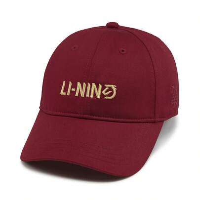 Mũ lưỡi trai thêu chữ "May Mắn Tài Lộc" LI-NING, màu đỏ tía, chất liệu mềm mại, thoáng khí, kiểu dáng thường ngày AMYW035