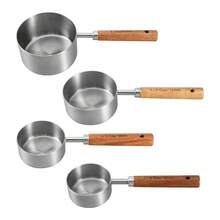 Bộ dụng cụ đong nướng 4/8 món, cốc và thìa đong bằng thép không gỉ, thìa đong cán gỗ hồng mộc, bao gồm cốc và thìa đong có vạch chia, thìa cà phê, thìa nêm gia vị, thích hợp cho việc làm bánh và nấu nướng, dụng cụ làm bánh. - Bạc - Xem 9