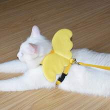 Conjunto de arnés y correa para mascotas con alas de Ángel para gatos, cachorros, conejos, bonitos arneses para gatos, accesorios para gatitos, artículos para mascotas - Amarillo - Ver 4