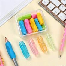 10个装【10个随机颜色人体工学硅胶笔套+1个透明收纳盒】，适合学生和成人，随机颜色凹面凝胶笔套，铅笔握笔器，文具，笔，返校季 - 均碼 - 查看 1