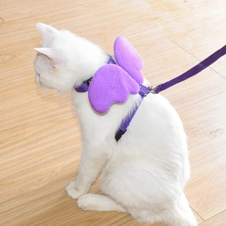 Conjunto de arnés y correa para mascotas con alas de Ángel para gatos, cachorros, conejos, bonitos arneses para gatos, accesorios para gatitos, artículos para mascotas - Amarillo - Ver 1