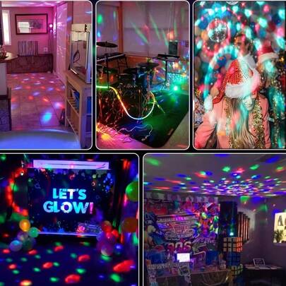 Máy chiếu quả cầu disco LED dùng nguồn USB - Đèn chiếu sáng đa màu sắc di động cho các bữa tiệc, Giáng sinh và sự kiện ngoài trời.
