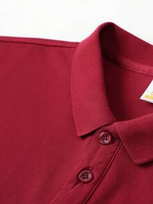 Men's Summer Lightweight Fabric Polo Shirt | Slim Fit Short Sleeve Solid Color Collared Top, Suitable For Daily, Commuting, Office, Light Sports And Beach Wear - Burgundy - View 5