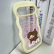 モンチッチ カラフルウェーブ 透明ケース ラブデザイン  ガールズ スマホカバー Pixel 8A/8/8 Pro/9/9 Pro/9A/10/10PRO/Pixel 8A/8/8 Pro/9/9 Pro/9A/10/10PRO/17pro Max/17pro/17/11/12/13/14/15/15Pro/15PluS/15Pro Max/16/16Pro/16PluS/16Pro Max/MIN/X/XR 対応 ソフト TPU 耐衝撃 防刮 誕生日ギフト - ラベンダーパープル - チェックする 7