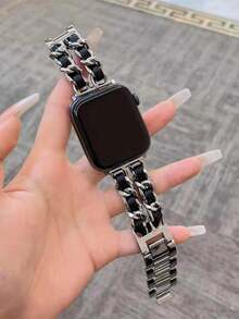 1条不锈钢表带，兼容 42mm、38mm、40mm、41mm、44mm、45mm、46mm、49mm，时尚智能手表替换表带，适用于Series Ultra2、Ultra SE2、SE 11、10、9、8、7、6、5、4、3、2、1，可作为学生返校礼物 - 銀色 - 查看 6