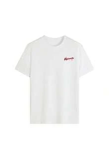 Camiseta de mujer de manga corta con cuello redondo y estampado de letras, casual, versátil, esencial para vacaciones y uso diario, fácil de lucir el estilo callejero rosa de verano - Blanco - Ver 5