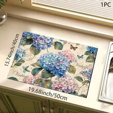 1 件绣球花印花吸水垫/晾干垫，适用于咖啡机、餐具 - 涤纶吸水桌面保护垫，带橡胶防滑垫，可用于厨房台面装饰、家庭酒吧和餐桌 - 彩色 - 查看 13