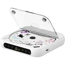Reproductor de CD portátil ENVYCLOUD con altavoces estéreo duales, reproductor portátil recargable con para el hogar con auriculares, compatible con CD/AUX/USB, blanco. - Ver 2