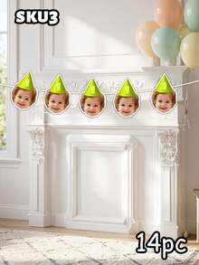 7/14/21pcs Customizable Birthday Photo Decorations, Personalized Photo Garland, 1st Birthday Banner, Personalized Birthday Hat Decor Garland, Birthday Party Gifts, Baby Shower/Gender Reveal Party Banner, Personalized Gift, Unique Gift - Multicolor - View 17
