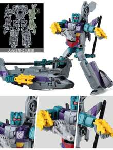 5-In-1 Transformable Combination! Tank + Fighter Jet + Armored Vehicle Combine Into Giant Robot, Men's Favorite/Movable Joints + Exquisite Painting! Five Vehicles Freely Combine, One-Click Switch From War Machine To Robot, Five People Work Together To Get Gifts From Super Robot Transformable Toy Robot Combination Fighter Jet 5-In-1 Action Figure DIY Assembly Model - Multicolor - View 7