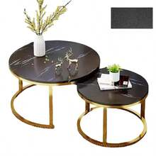 Nesting Coffee Tables Set Of 2 Round Stacking Sofa Side Tables For Living Room - White - View 11