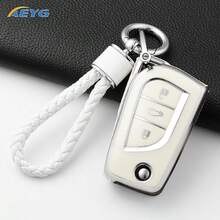 适用于丰田OTA智能钥匙遥控器的带挂绳保护套，适用于丰田OTA Fortuner、Tundra、Camry、Corolla、RAV4、Highlander、Corolla等车型，3/4键TPU智能钥匙保护套 - 汽车配件礼品 - 豐田C款 - 查看 5