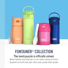 - Botella Funtainer aislada al vacío de acero inoxidable de 473 ml con tapa ancha de boquilla color morado neón - Con morado - Ver 7