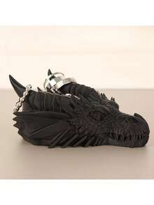 1pc Gothic Dragon Head Jewelry Tray, Dark Aesthetic Ring And Necklace Holder, Desktop Organizer And Decorative Storage For Dresser, Vanity, Home Decor - Multicolor - View 6
