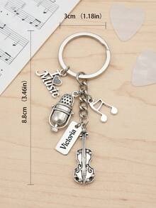 1 pièce Porte-clés personnalisé en métal avec note de musique, texte personnalisé, accessoire de porte-clés musical. Cadeau musical pour femmes, hommes, fille, fils, anniversaire, amateurs de musique, fête des instruments de musique pour adultes, cadeau de porte-clés pour amoureux de la musique pour voiture - Multicolore - Voir 8
