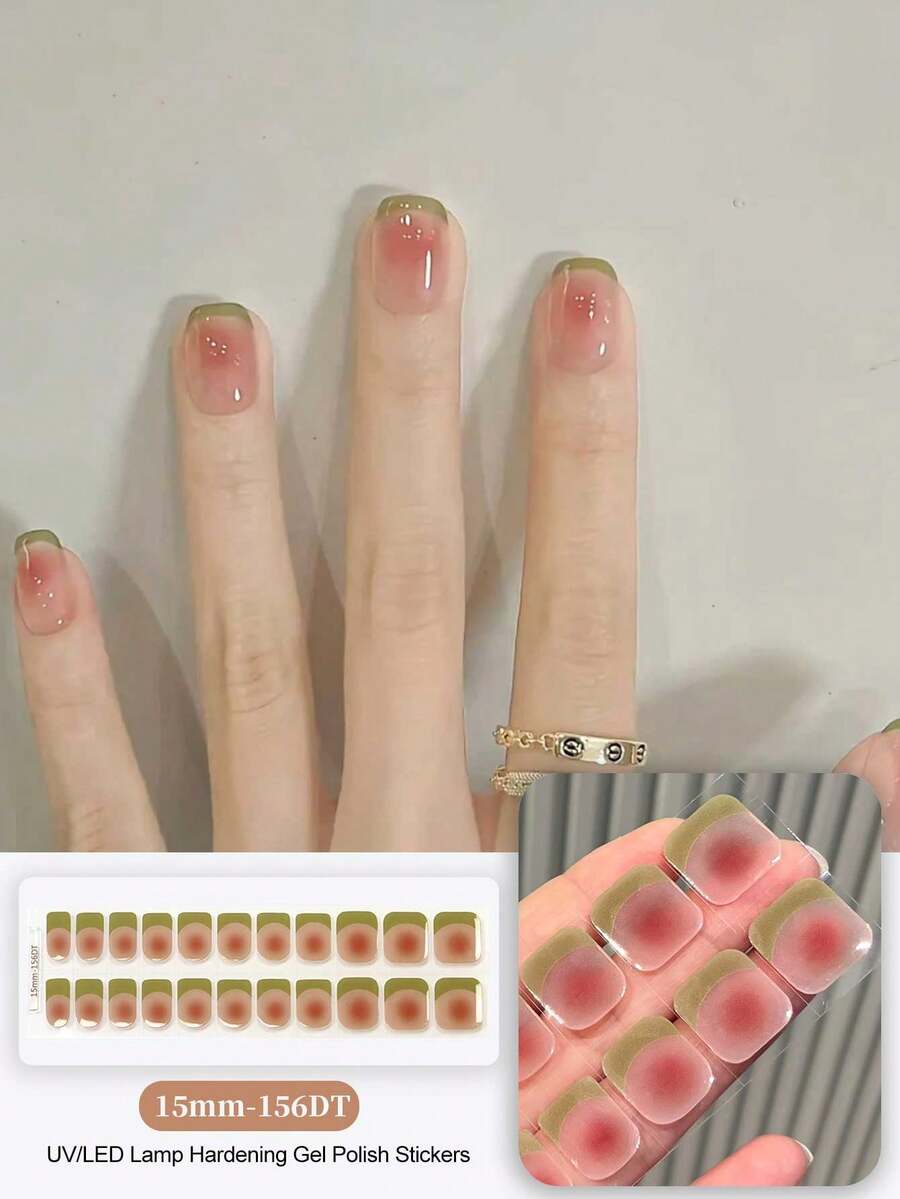 20 piezas de tiras de uñas de gel semi-curadas, pegatinas de uñas de calidad de salón duraderas, fáciles de aplicar y retirar, requieren curado con lámpara UV