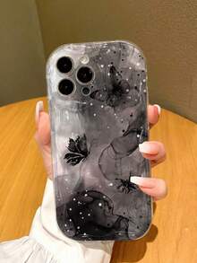 蝴蝶奶油漩渦邊緣透明彩色可愛防護手機殼，相容 iPhone 10、17、17 Pro、17 Pro Max、16、16 Pro、14，糖果彩繪防摔創意手機殼 - 彩色 - 查看 8