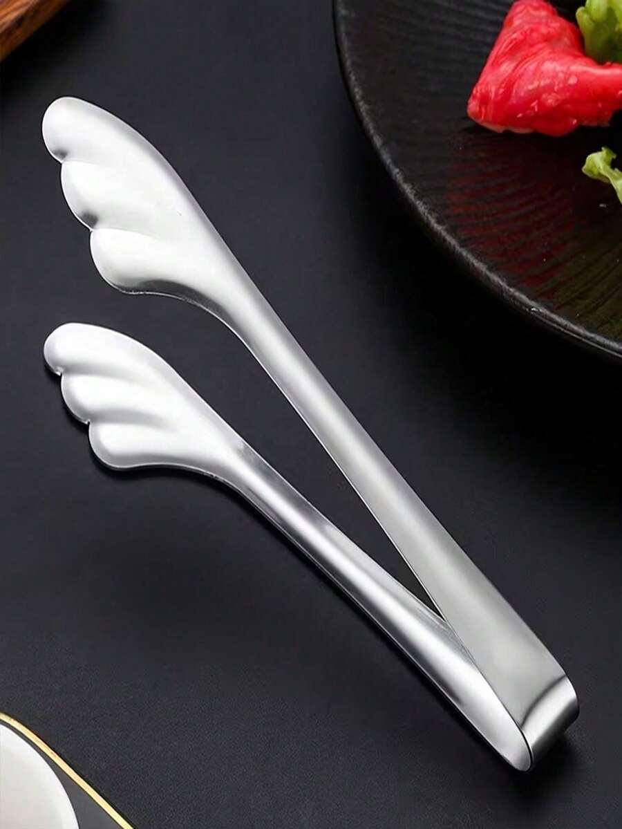 Bộ 1/2/3 kẹp gắp thức ăn bằng thép không gỉ dày dặn, kẹp gắp đá hình cánh sáng tạo, kẹp gắp thức ăn trong tiệc buffet, kẹp gắp salad, kẹp gắp lẩu & nướng BBQ, kẹp gắp nhà bếp chịu nhiệt. - Bạc - Xem 1