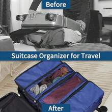 Esouler - Organizador de maletas, organizador de equipaje de viaje, cubos de embalaje colgantes para viajes, estantes de viaje portátiles para colgar organizador de clóset plegable para equipaje de - Azul marino - Ver 4