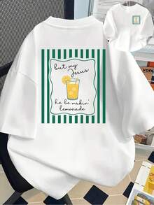 But My Jesus, Lemonade Printed Short Sleeve T-Shirt With Front And Back Designs - Fashionable Spring/Summer Women's Printed T-Shirt, Your Best Choice! - White - View 1