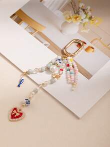 Bohemian Colorful Fish Bowknot Heart Cross Letter Pendant Beaded Keychain Suitable For Bag Accessories And Key Accessories Gifts - Multicolor - View 4