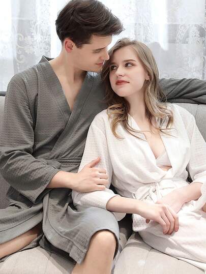 Peignoir en nid d'abeille, Tenue de sauna légère pour femme, Vêtements de nuit, Peignoir séchage rapide pour homme, Robe de chambre, Vêtements d'intérieur, Robe du matin, Convient pour les sources chaudes, Peignoirs de couple, Salle de bain, Sauna, Hôtel, Salle de sport, Voyage, Cadeau, Salon, Sports, Extérieur, Plage, École, Rentrée scolaire, Accessoires de voyage, Produits de base pour la maison. Soins de la peau