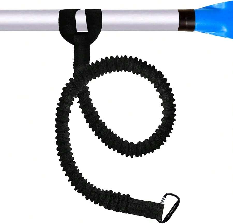 BB Hapeayou Kayaking Paddle Leash Tether 1 Pack-Stretchable Coiled Lanyard For Kayak, Paddle, Fishing Rod Extend To 59inch (Black) - White - View 1