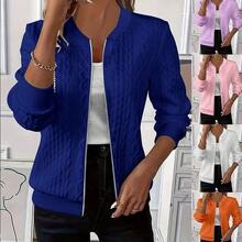 Women's Solid Color Knit Zip Up Jacket Long Sleeve Casual Slim Fit Autumn Winter Cardigan - Orange - View 6