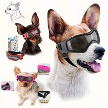 1Pc Premium Pet Dog Sunglasses For Small & Medium Breeds, 100% UV Protection Anti-UV Lenses With Adjustable Elastic Strap. Multi Color Options: Pink, Black, Orange, Stylish Pet Eyewear For Walking, Driving And Hiking Outdoor Activities - Multicolor - View 2