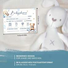 20 piezas de tarjetas de juego y deseos de bautizo de bebé en versión alemana con diseño de patrón de oso de peluche, perfectamente adecuadas para fiestas de bebé y juegos conmemorativos interactivos - 4 - Ver 3